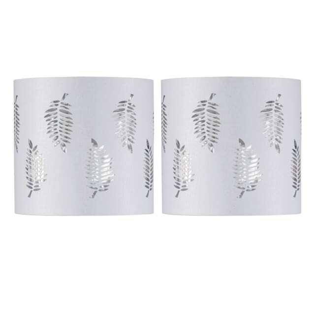 Set of 2 Fern - White Cut Out 15.5cm Table Lamp Shades White Silver Small 2