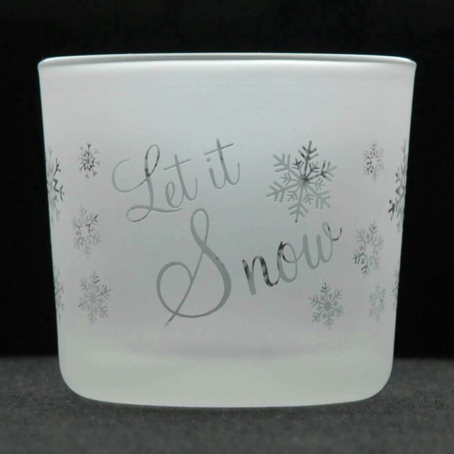 Animo Glass Engraved Votive Tealight Holder Let It Snow