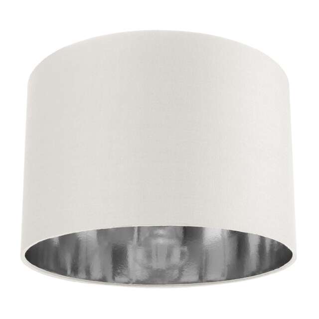 "Contemporary White Cotton 12"" Table/Pendant Lamp Shade with Shiny Silver Inner White White 1"