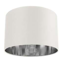 "Contemporary White Cotton 12"" Table/Pendant Lamp Shade with Shiny Silver Inner White White 1"