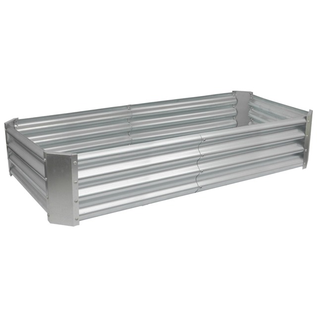 Harbour Housewares Raised Garden Bed - Silver Rectangular Bottomless Metal Raised Galvanised Steel Planter Box 180 x 90cm