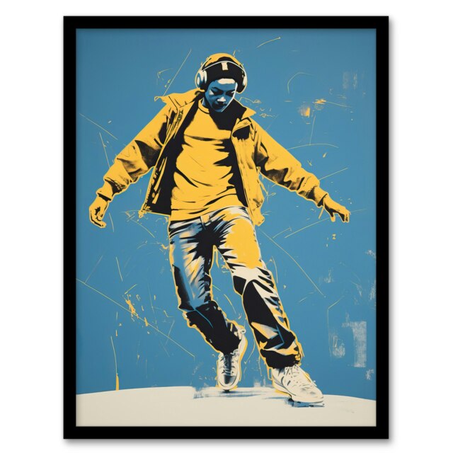 Dancing Through Life Yellow Teen Home Decor Black Framed Wall Art Print A4
