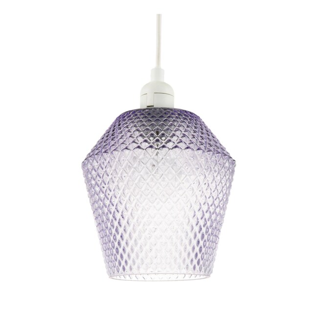 Modern and Compact Diamond Design Purple Lilac Glass Pendant Shade Purple Lilac 1