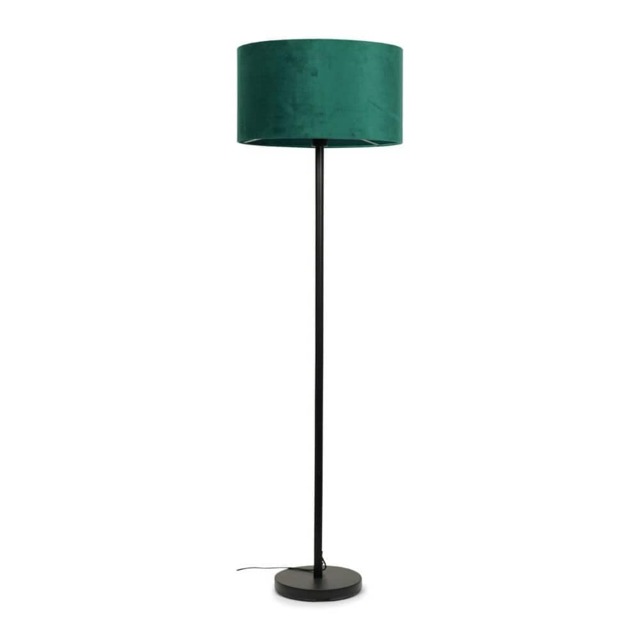 ValueLights Charlie Black Floor Lamp Green Shade