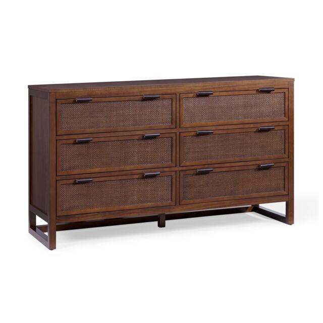 Teamson Home Hatteras Chest of Drawers 6 Drawer Bedroom Dresser, Walnut