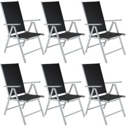 Folding garden chairs with adjustable backrests, mesh fabric Silver black/silver 6