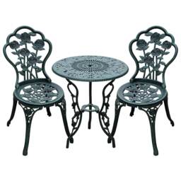 Outsunny 3 Pieces Bistro Set Furniture Garden Balcony Table 2 Chairs Green