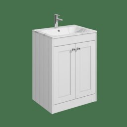 Balterley Floor Standing 2 Door Unit & Stone Basin 1 Tap Hole White 800 x 600 x 453mm