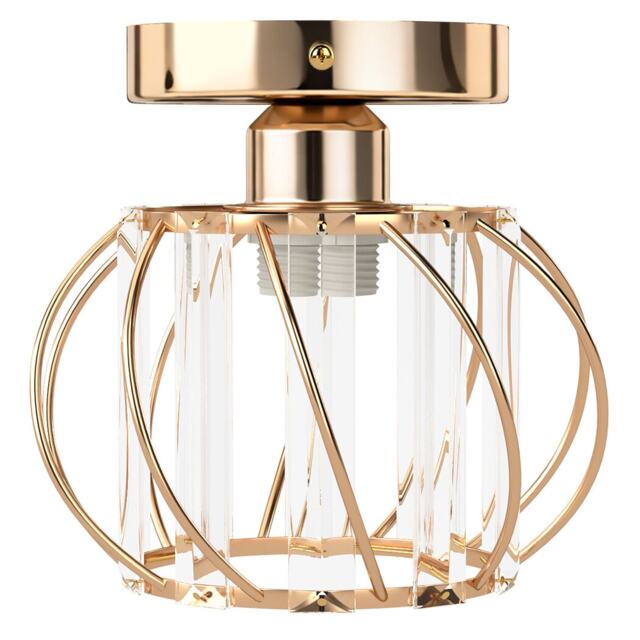 Emitto Crystal Ceiling Light Semi Flush Mount Chandelier Modern Hallway Gold