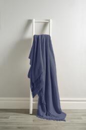 Lisbon Pure Cotton Honeycomb Throw in Navy, 178 x 254cm