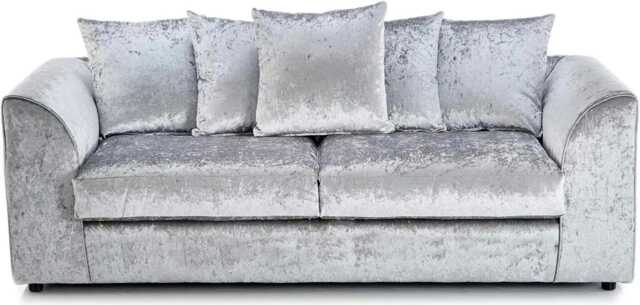 CHICAGO CRUSHED VELVET SOFA 3 SEATER IN SILVER
