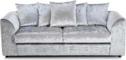 CHICAGO CRUSHED VELVET SOFA 3 SEATER IN SILVER