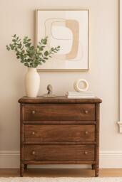Artisan Furniture Solid Wood Bamboo Carved 3-Drawer Chest