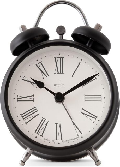 Acctim Shefford Faux Bell Analogue Alarm Clock Black Black