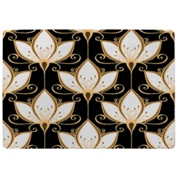 Black & Gold Floral Pattern Rug Multi