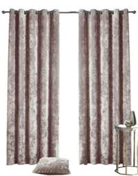 Crushed Velvet Fully Lined Eyelet Curtains - Blush - 168x229cm Pink