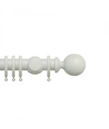 Premium 35mm Wooden Curtain Pole Set - Chalk White 105cm White Chalk White