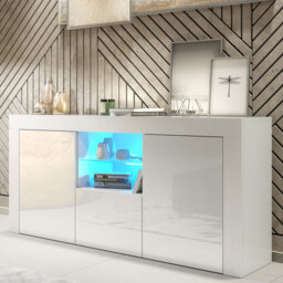 TV Unit TV Stand Sideboard Media Cabinet Storage Cabinet White High Gloss LED 145cm