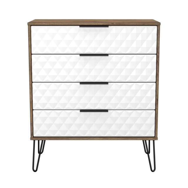 Islay 4 Drawer Chest of Drawers in White Matt & Vintage Oak (Ready Assembled) White White Matt & Vintage Oak