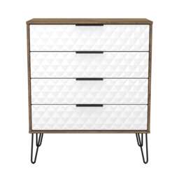 Islay 4 Drawer Chest of Drawers in White Matt & Vintage Oak (Ready Assembled) White White Matt & Vintage Oak