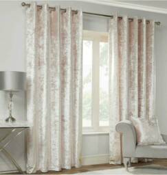 Crushed Velvet Eyelet Curtains - Charcoal - 229 cm x 229 cm Grey