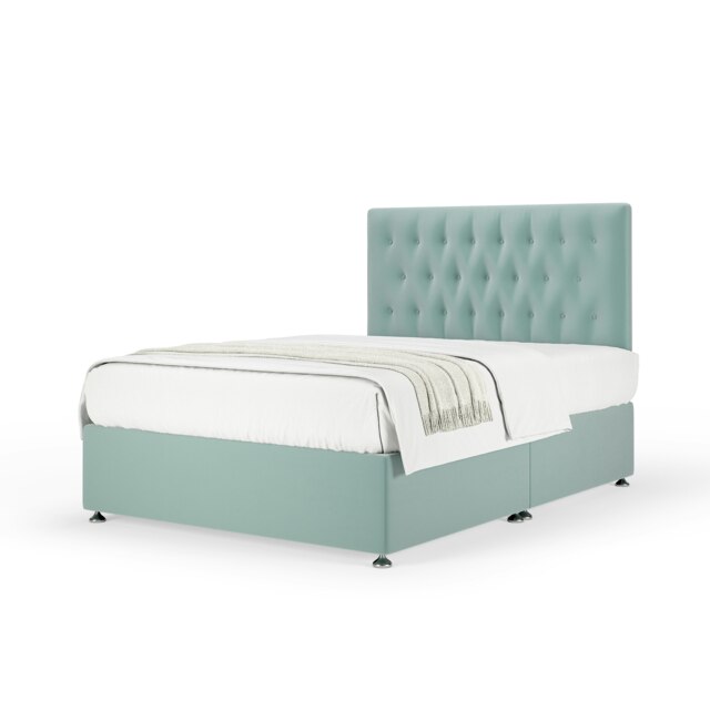 Ortho Classic Orthopaedic Duckegg Plush Velvet Divan Set And Lona Headboard Small Single