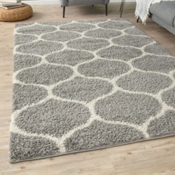 The Rugs Moroccan Collection Soft High Pile Shaggy Trellis Rugs and Runners Living Room