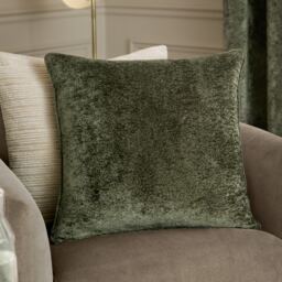 Paoletti Lustre Velvet Cushion Green Malachite Green