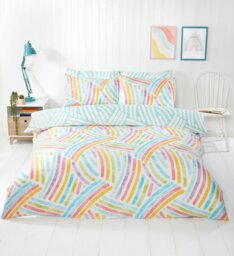 Art Microfibre Reversible Duvet Cover Set with Pillowcase Multi