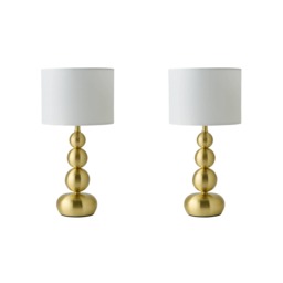 ValueLights Marissa Pair Gold Stacked Ball Bedside Light Table Lamp Gold
