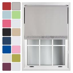 FURNISHED Blackout Roller Blinds with Silver Glitter Trim Made to Measure Grey Grey (W) 120cm x (L) 165cm