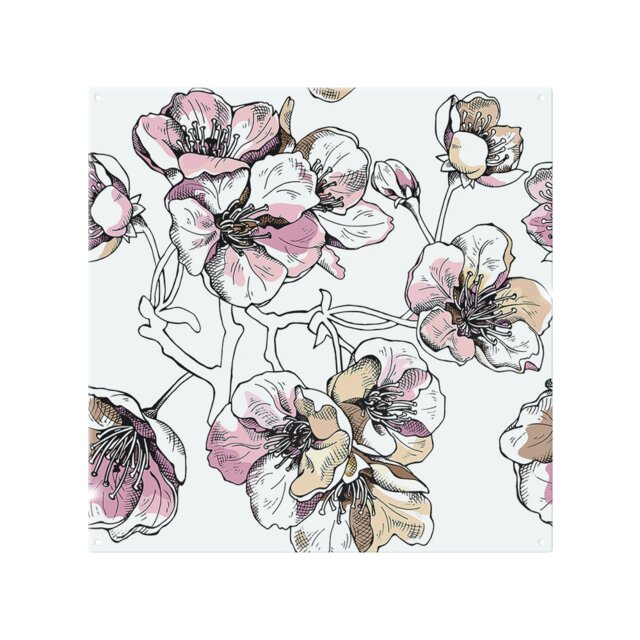 Flower Illustration Splash Back White