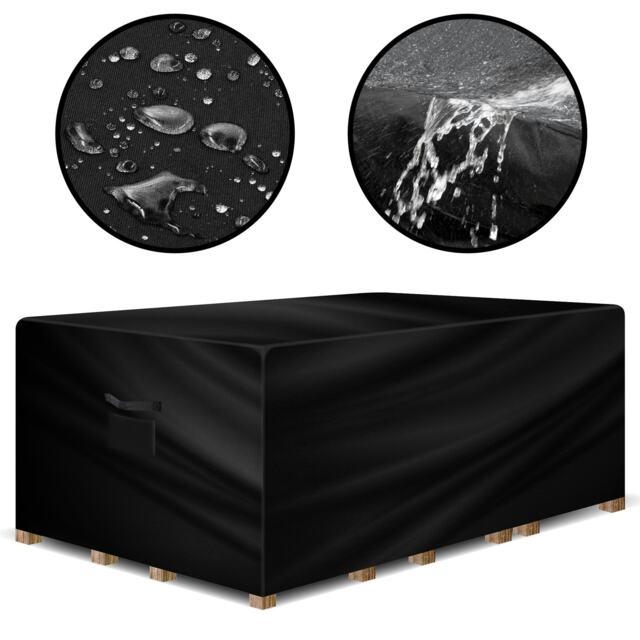 Gracious Gardens Rectangular 180x120x74cm Waterproof Garden Furniture Cover Black Black 180x120x74cm 1