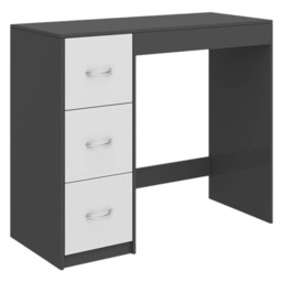 3-Drawer Wooden Desk and Dressing Table - Multi-Functional, 79.5x93x40 cm Black Black & White 22.5 x 43.5 x 98.5 1