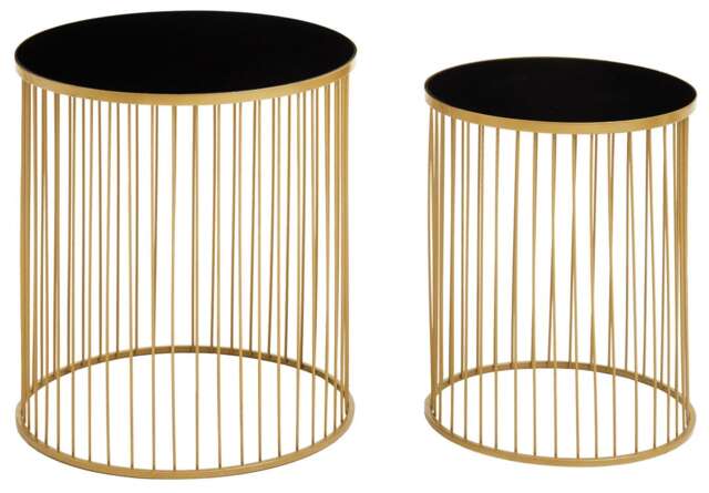 Interiors by Premier Stable Set Of Two Black And Gold Side Tables, Stylish Kitchen Side Table For Breakfast, Robust Side Table Gold