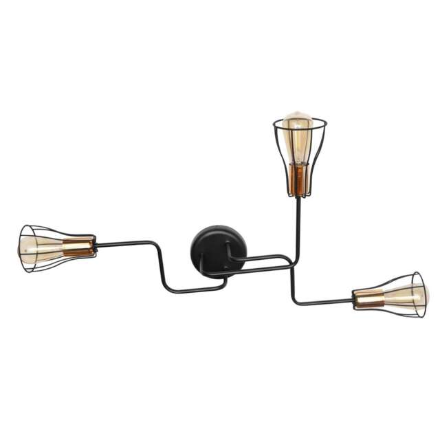 Tube Multi Arm Semi Flush Ceiling Light Black, Copper 82cm