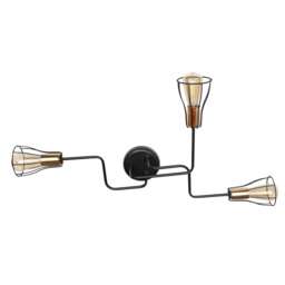 Tube Multi Arm Semi Flush Ceiling Light Black, Copper 82cm