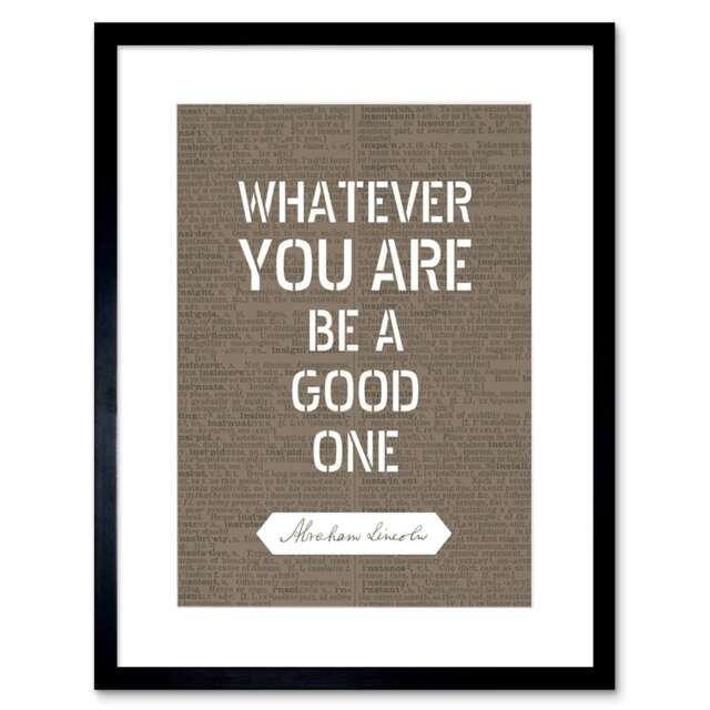 "Dictionary Page Quote Abraham Lincoln Good One 9x7"" Black Framed Wall Art Print"