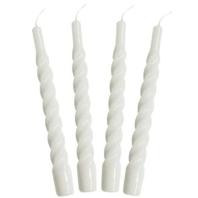 Marco Paul Pack of 4 White Twist Taper Candles 25cm