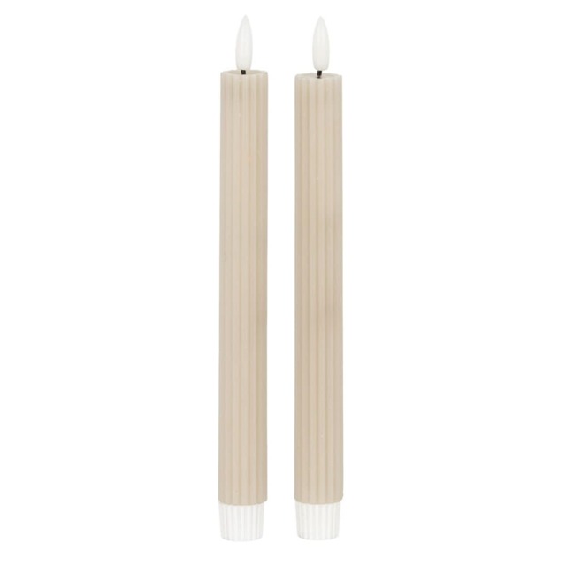 Luxe Collection Natural Glow Ribbed Taper Candles - Wax - L2 x W2 x H24 cm - Taupe
