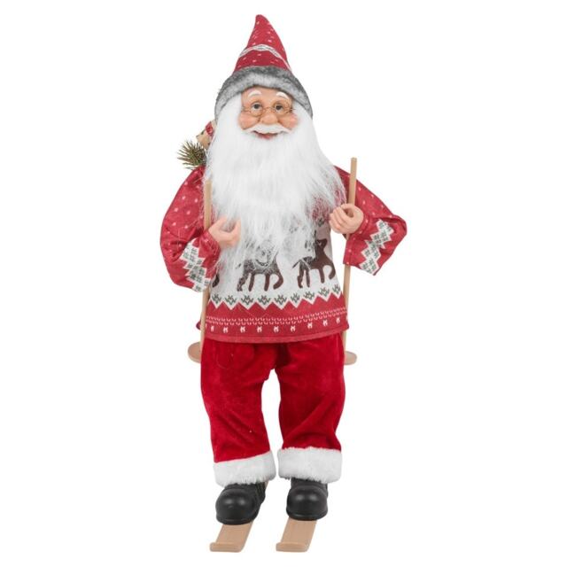 45cm Christmas Santa Claus On Skis Decoration Standing Figure Novelty Decor Gift Multi Reindeer Jumper 1