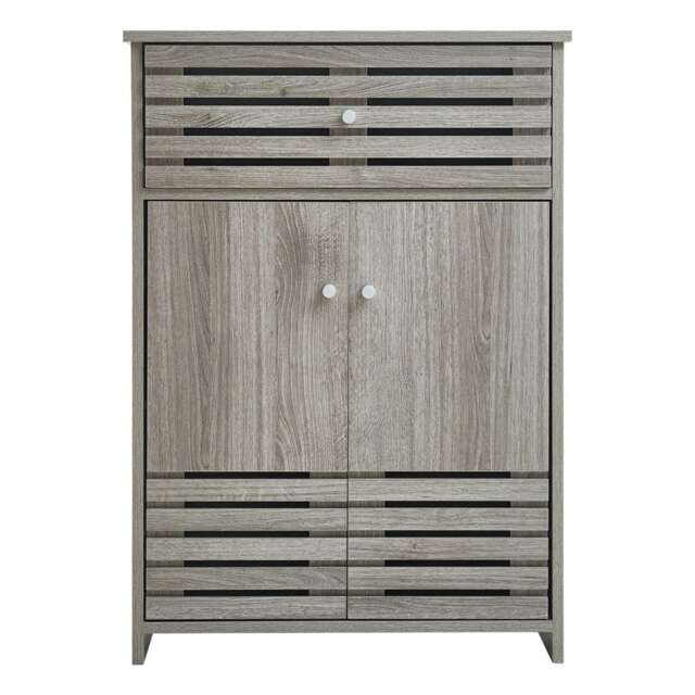 Living and Home Wooden Double Door Bathroom Cabinet - Grey Oak