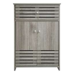 Living and Home Wooden Double Door Bathroom Cabinet - Grey Oak