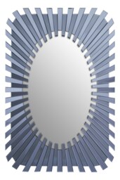 Orsina Grey Rectangular Sunburst Wall Mirror, Contemporary Starburst Accent Mirror for Living Room & Hallway