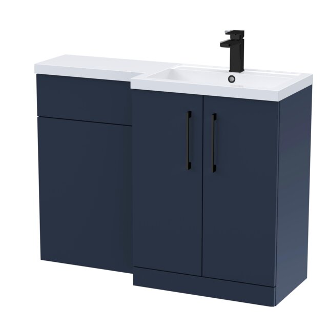 Balterley Right-Hand Bathroom Vanity and WC Unit Combination with Basin, with Handles Blue Indigo Blue
