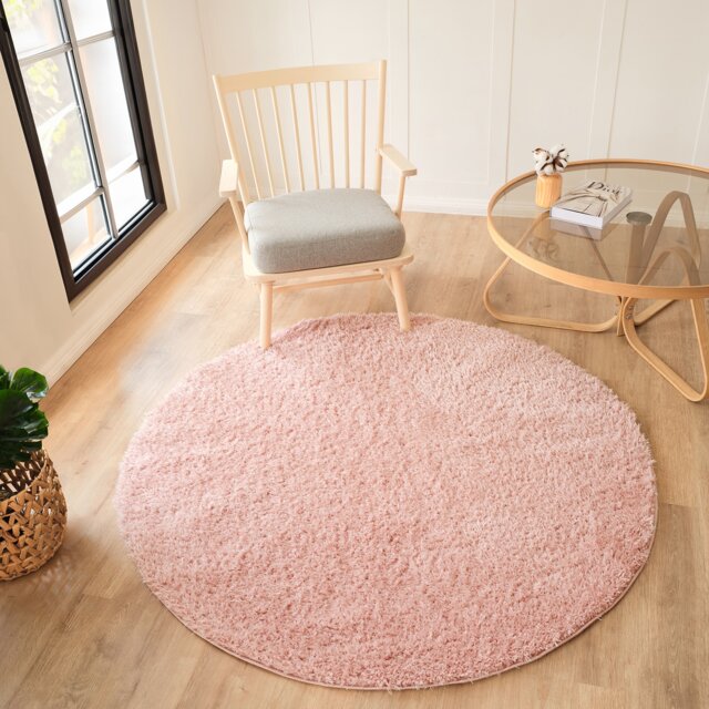 LIVABLISS Moda Shaggy-Solid Color Plush Soft Pile Round Rug Ø120 cm Pink