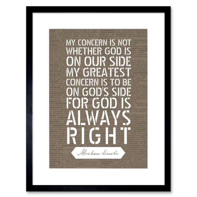 "Dictionary Page Quote Abraham Lincoln Gods Side 9x7"" Black Framed Wall Art Print"
