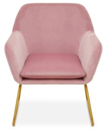 Orsina Pink Velvet Powder Gold Legs Armchair, Easy Care Velvet Chairs, Indoor Dining with Velvet Dinner Chair