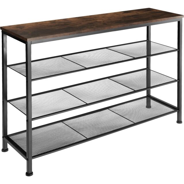 Shoe Rack Portsmouth - surface shelf and 3 grid shelves, industrial style Brown Industrial wood dark, rustic 100 x 30,50 x 72,50 cm 1
