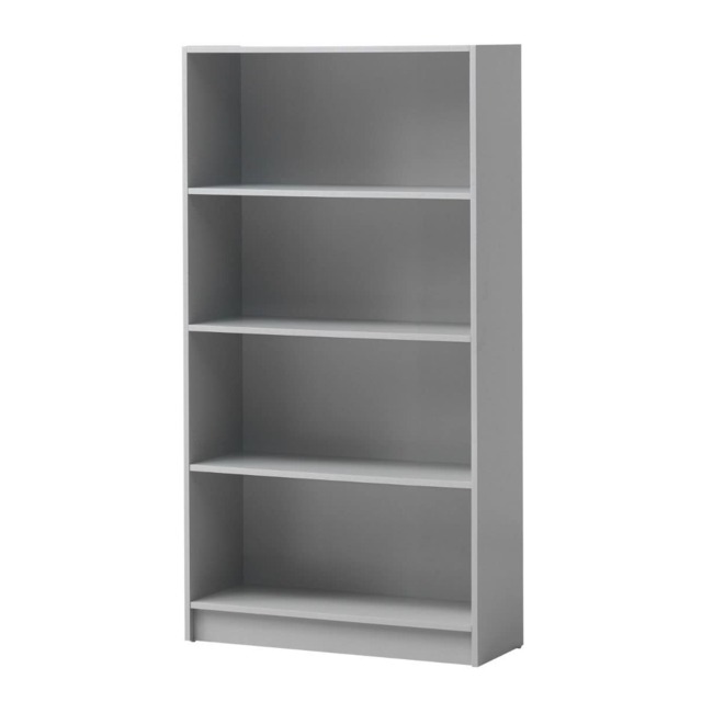 Essentials 4 Tier Bookcase Tall Display Shelving Storage Unit Wood Furniture Grey